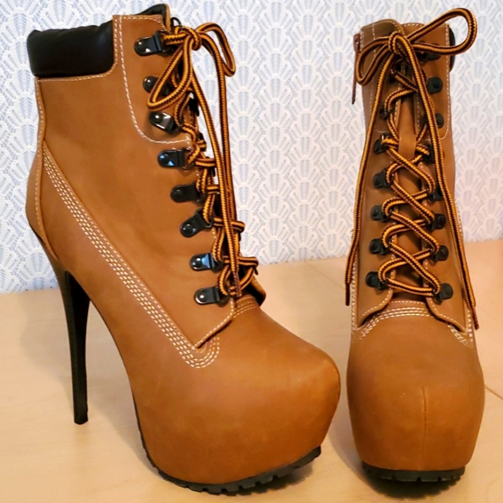 Timberland boot style stiletto bootie heels